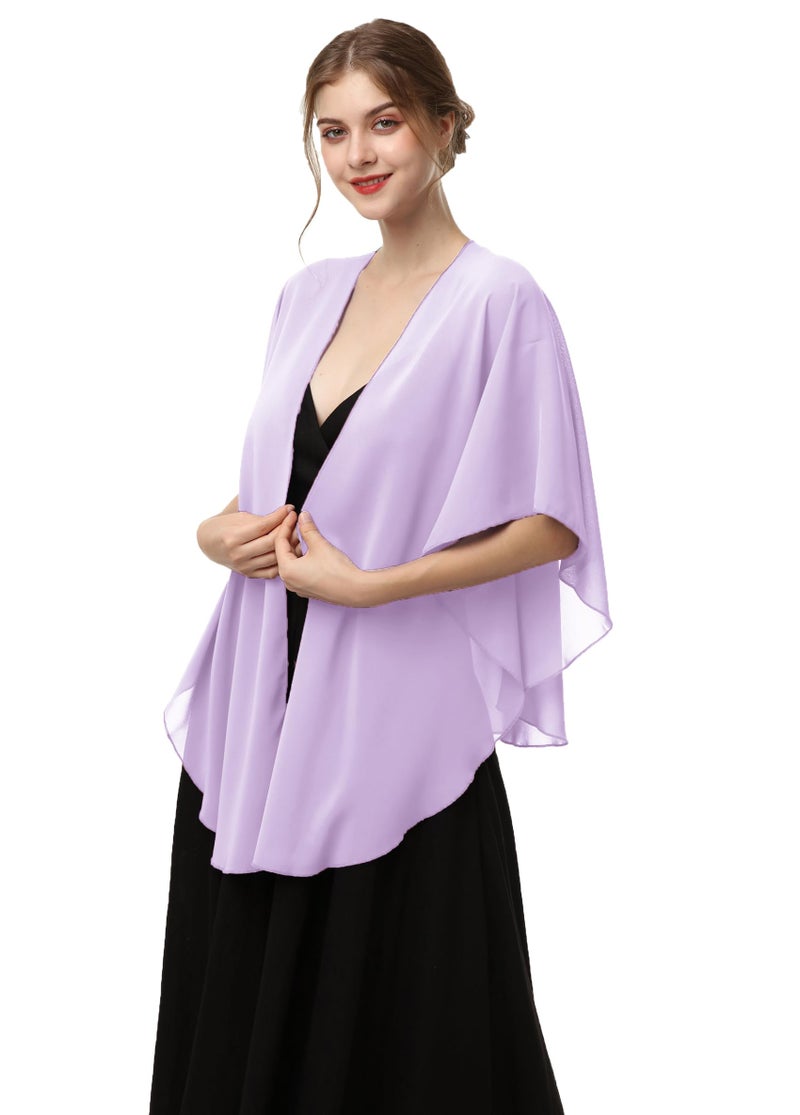 Hotshawl Womens Chiffon Shawls and Wraps, Wedding Party Shawl Scarf for Evening Dresses (Lilac) - Image 1